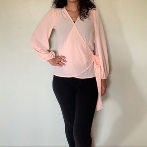 NWT Pink Wraparound Blouse